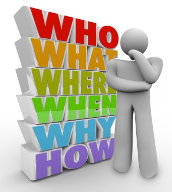 Thinker Person Asks Questions Who What Where When Why How clipart