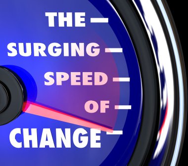 The Surging Speed of Change Speedometer Tracks Evolution clipart