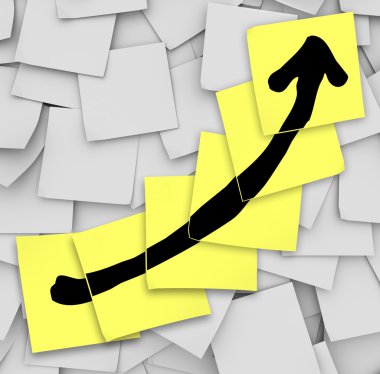 Arrow Up Tracking Growth Success Sticky Notes clipart