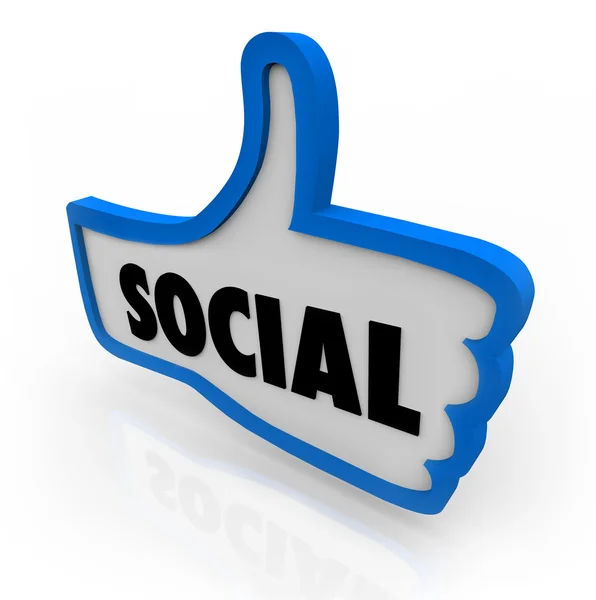 Sociale blauwe duim omhoog symbool netwerkcommunicatie — Stockfoto