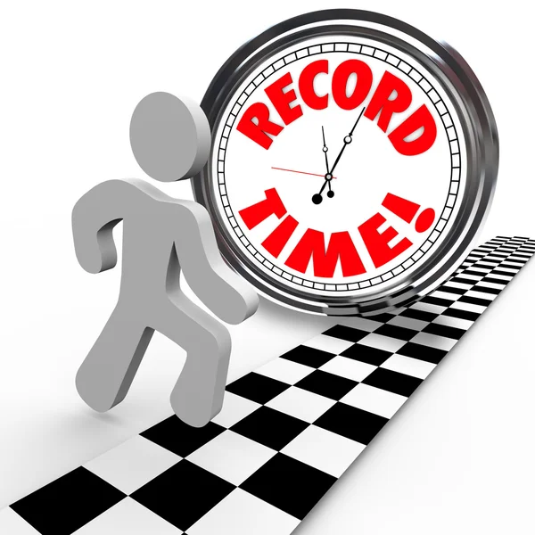 Record Time Runner supera el reloj para el mejor tiempo —  Fotos de Stock