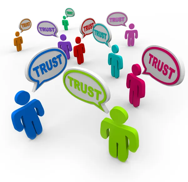 Vertrouwen spraak bubbels loyaliteit vertrouwen — Stockfoto