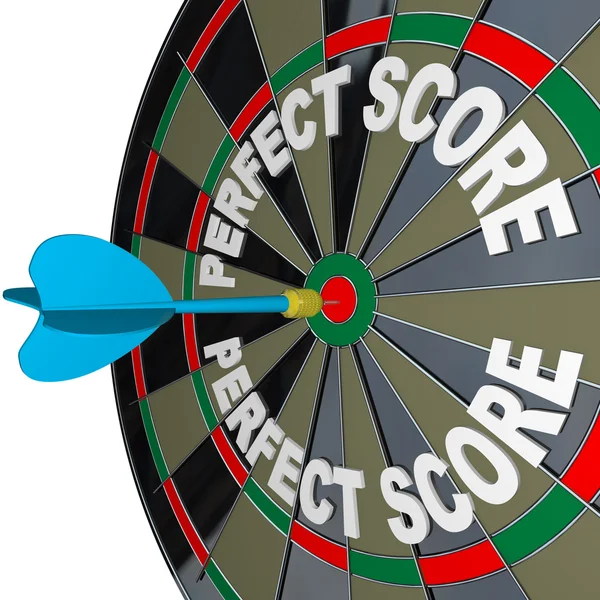 Perfect Score Words Dart on Dartboard Winner — Stock Photo, Image