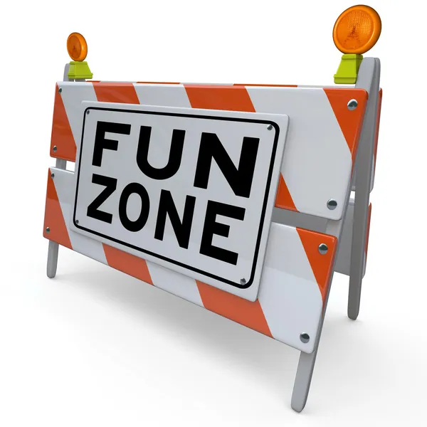 Fun zone barricade bouw teken kinderen speelplaats — Stockfoto
