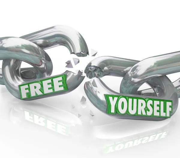 Free Yourself Chains Breaking Free Links Unbound — Stock Photo, Image
