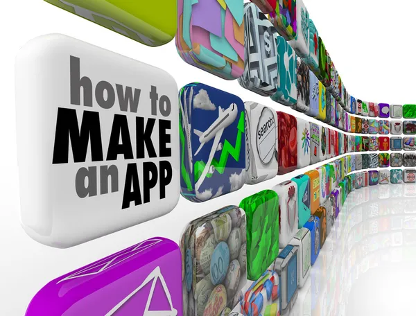 Как сделать App Software Tile Wall of Apps Icons — стоковое фото