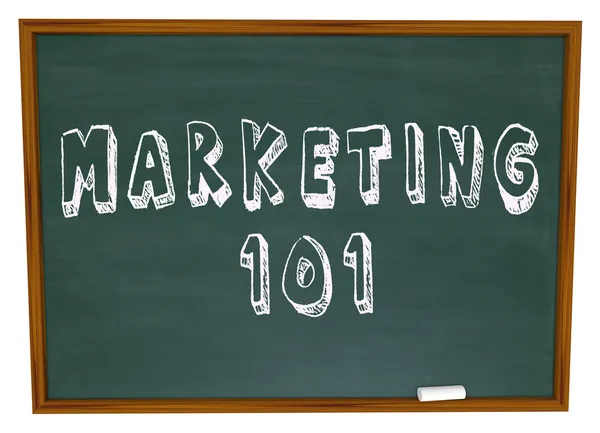Marketing 101 Words on Chalkboard Basics — Stock Photo, Image