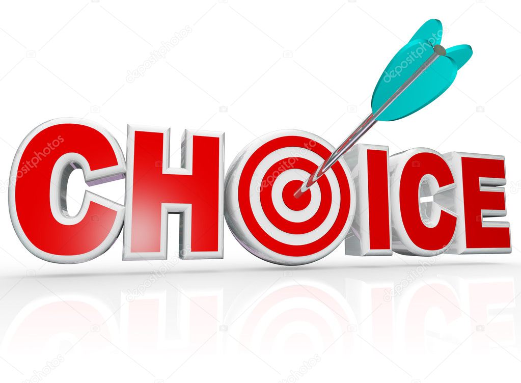 Choice Arrow in Target Bulls-Eye Word Best Option
