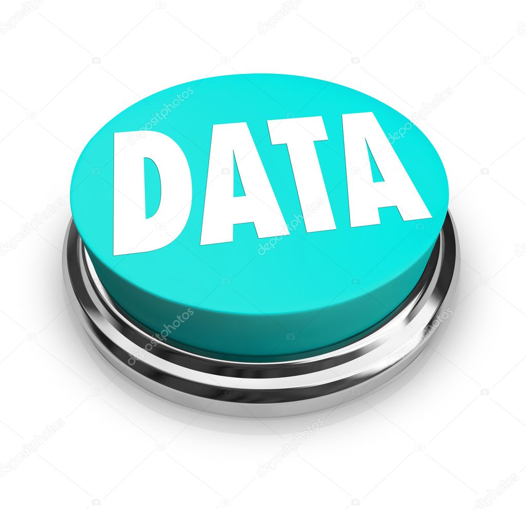 Data Word on Blue Round Button Information Measurement