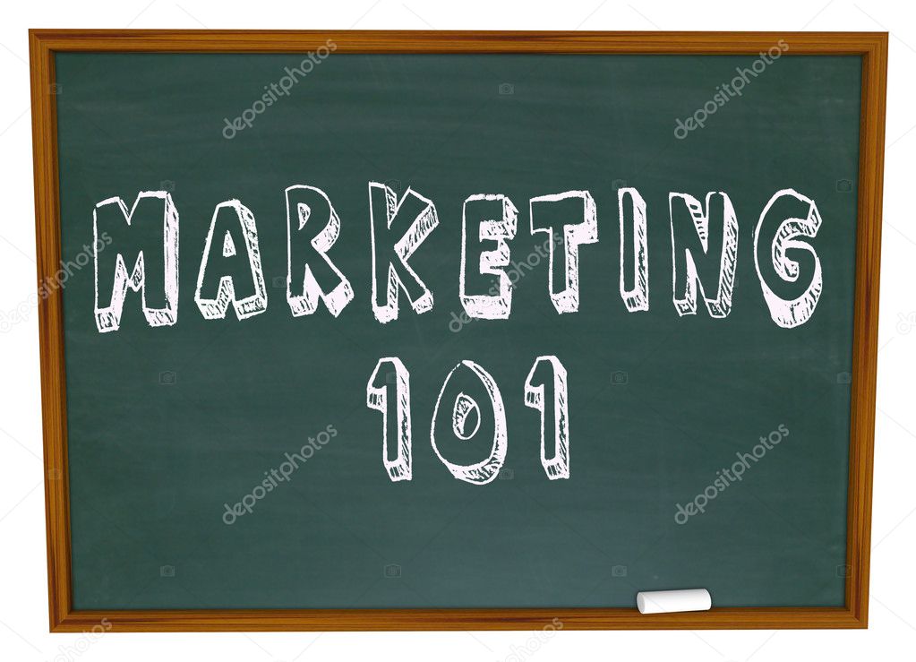 Marketing 101 Words on Chalkboard Basics