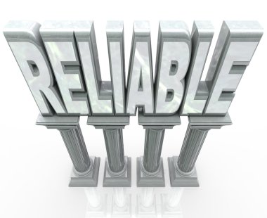 Reliable Word on Columns Dependable Durability clipart