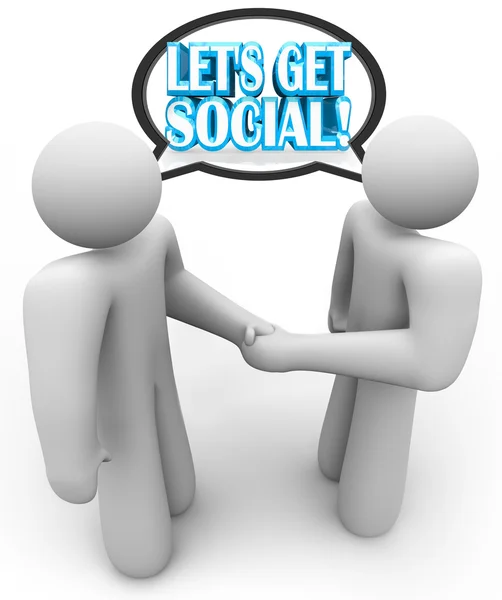 Låt oss få sociala två möte talar handslag — Stockfoto