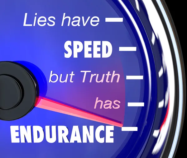 嘘はスピードを持っている真実は持久力のスピード メーター — ストック写真