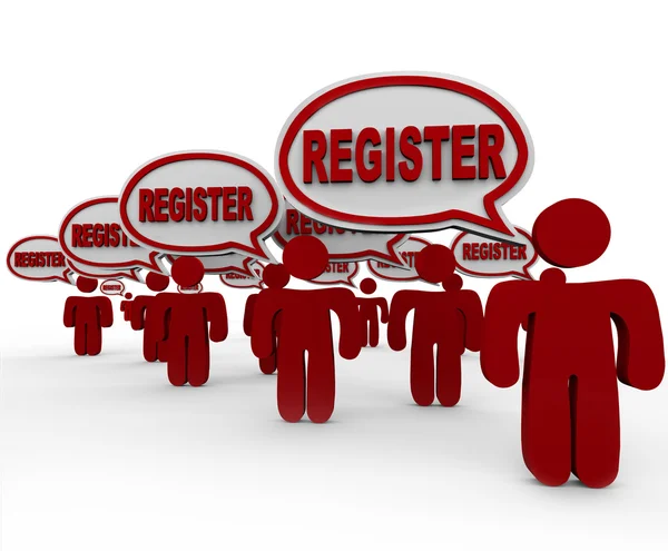 Register Talking Speech Bubbles Join Club Registration — Stock Photo, Image