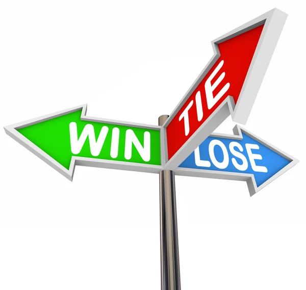Win Lose Tie Three Arrow Signs Competition Game — Stock Photo, Image