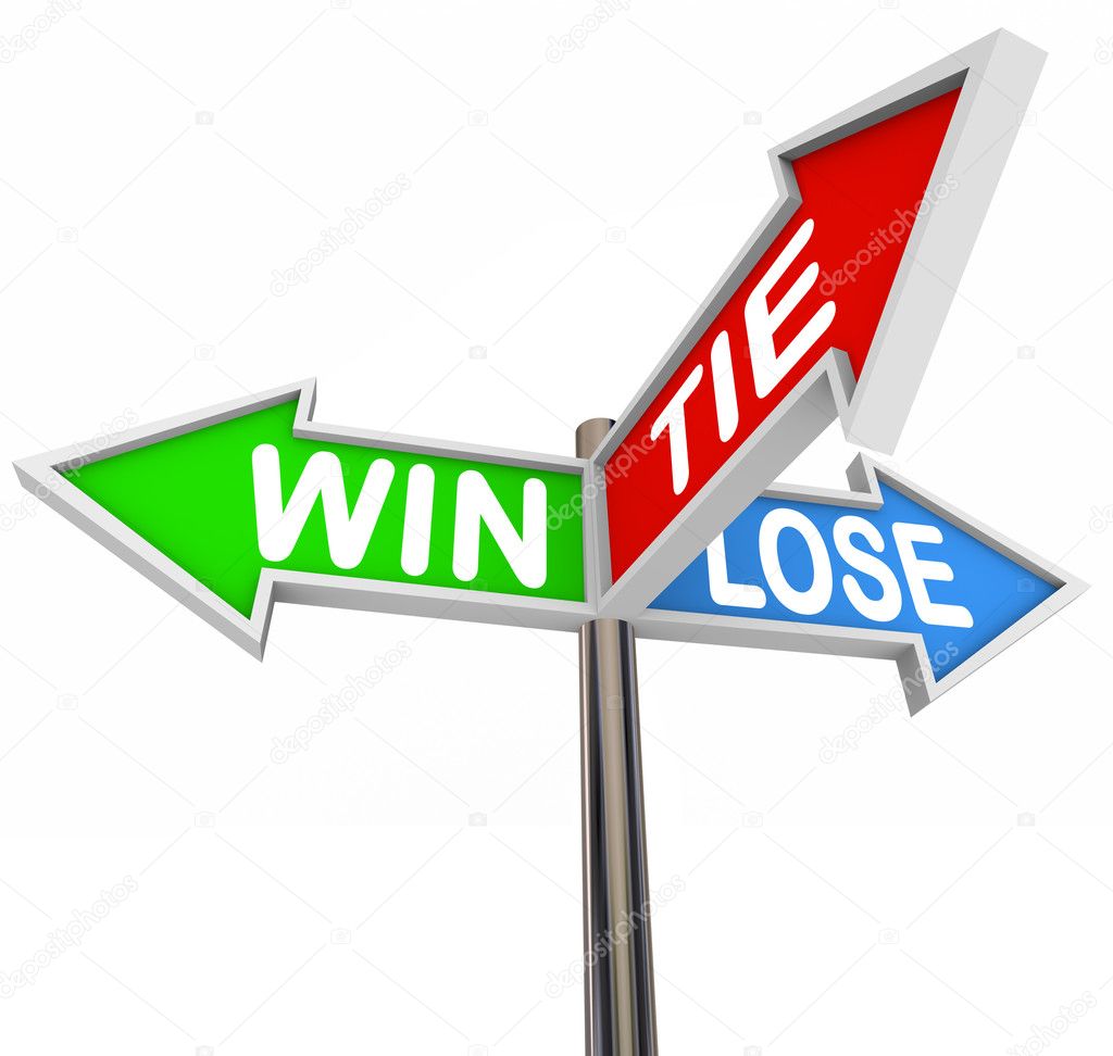 Win Lose Tie Three Arrow Signs Competition Game