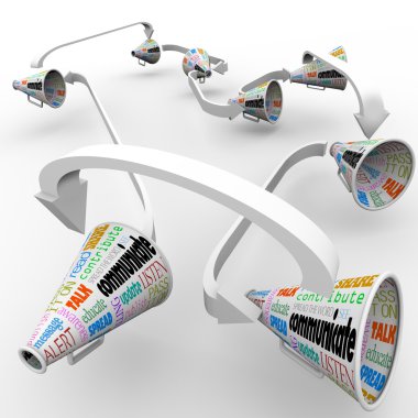 Communication Connected Bullhorns Megaphones Network clipart