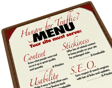 Menu Hungry for Web Traffic Grow Online SEO Ranking clipart