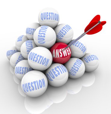 Questions and Answer Pyramid Arrow Target Word on Ball clipart