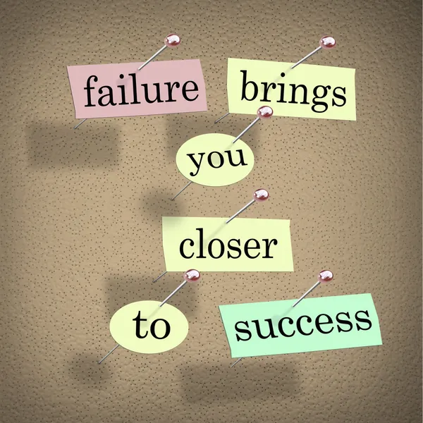 Failure Brings You Closer to Success Bulletin Board saying — стоковое фото