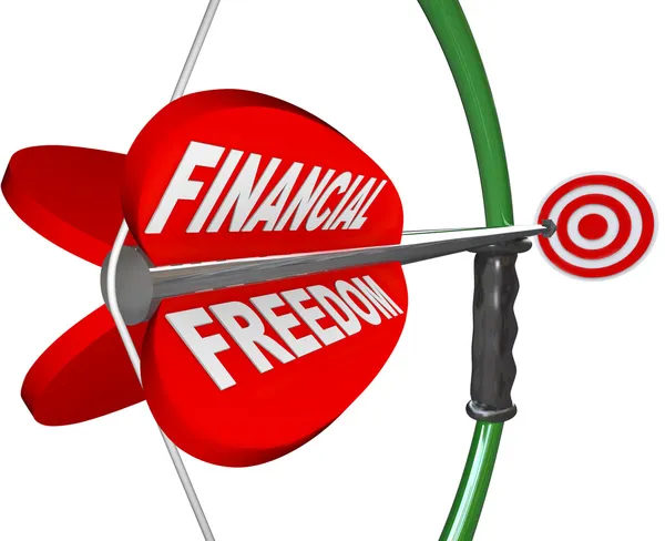 Financial Freedom Independence Bow Arrow Target Goal — Stock Photo, Image