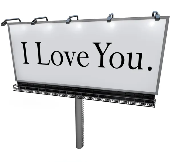 Ich liebe dich Worte auf Plakatwand Gefühle romantische Leidenschaft — Stockfoto