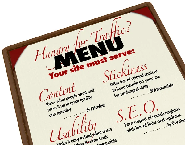 stock image Menu Hungry for Web Traffic Grow Online SEO Ranking