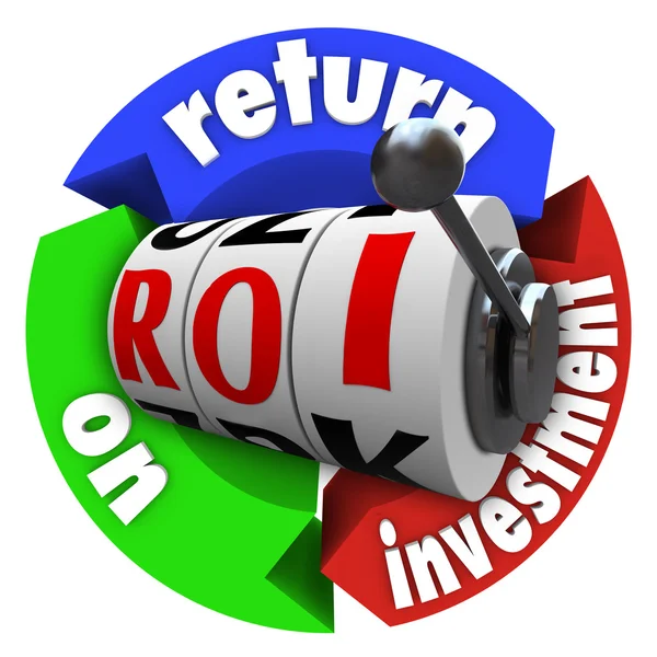 Roi return on investment Spielautomat Wörter Akronym — Stockfoto