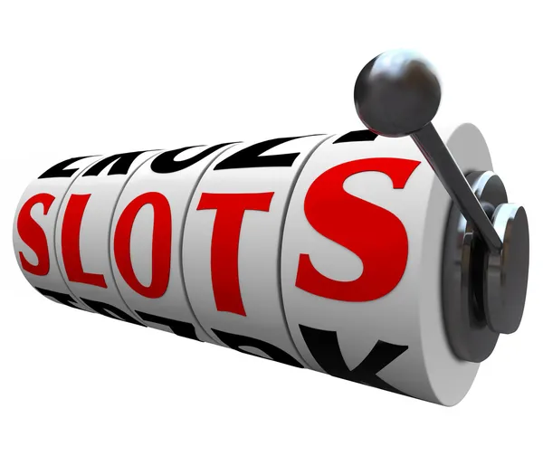 Slots Word Casino Slot Machine Wheels Handle — Stock Photo, Image