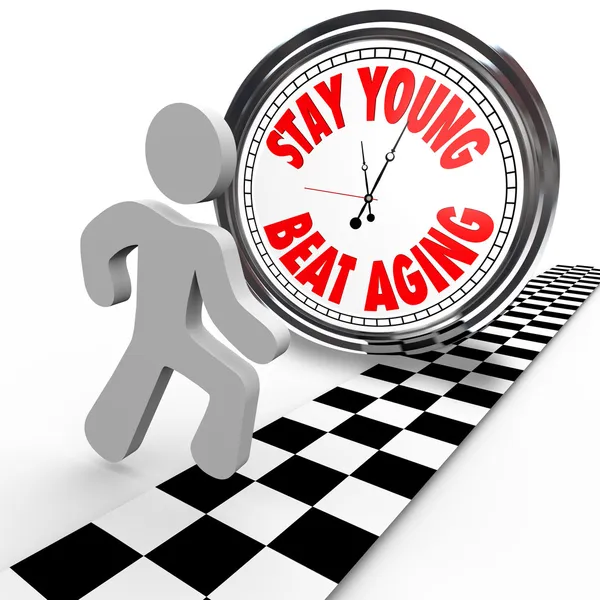 Stay Young Beat Envelhecimento Corrida Contra o Tempo Relógio — Fotografia de Stock