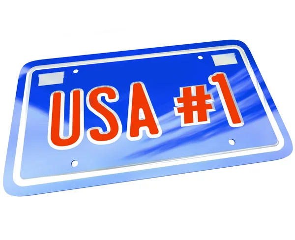 USA Numéro Un 1 Plaque d'immatriculation Rouge Blanc Bleu — Photo