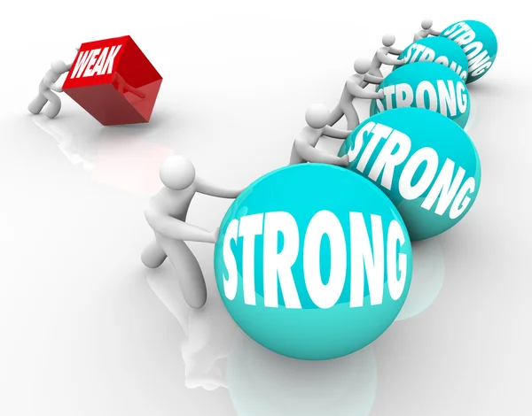 Sterke vs zwakke concurrerende zwakte tegen sterkte — Stockfoto