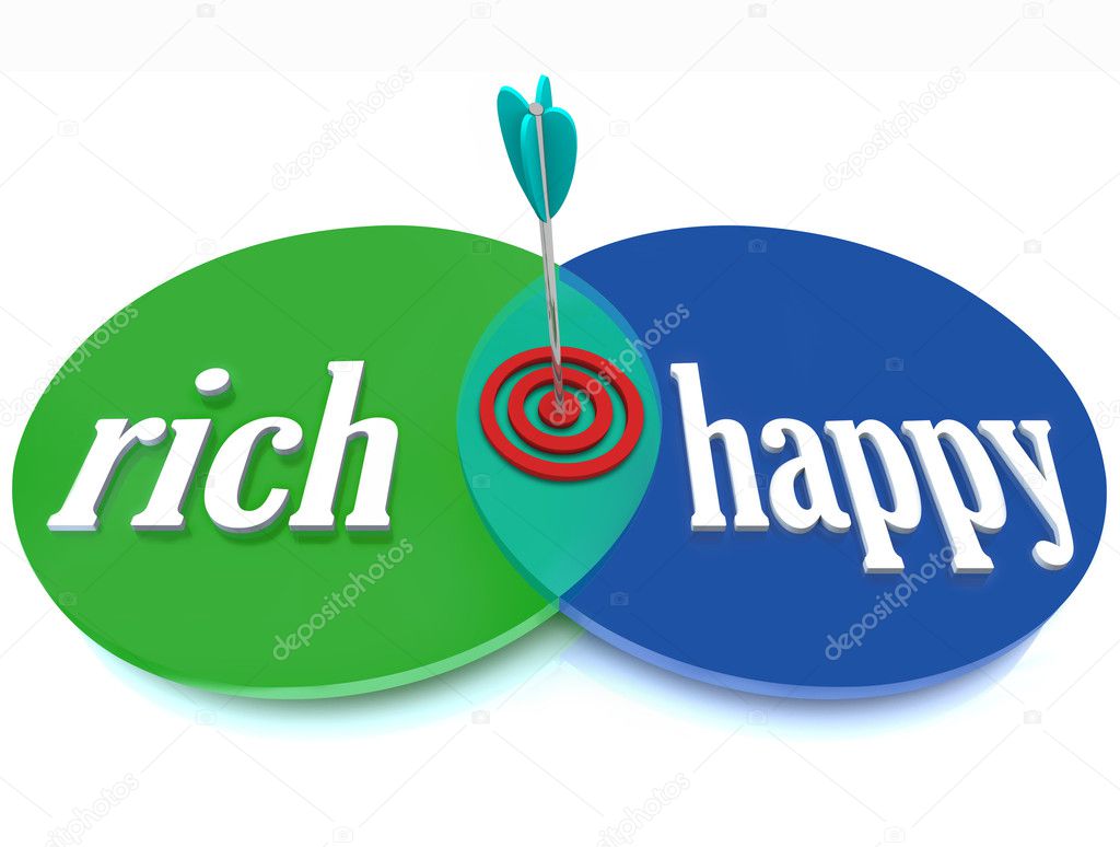 Rich Happy Venn Diagram Success Goal of Wealth