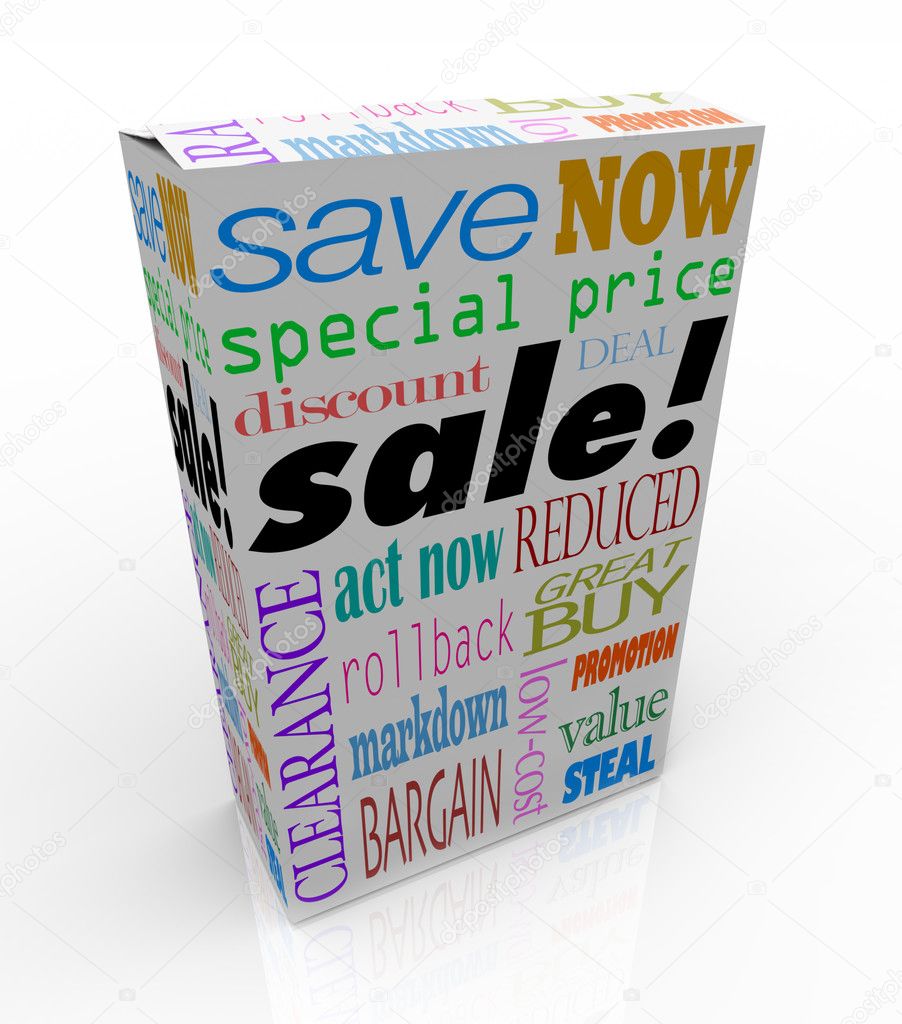 Sale Product Box Words Discount Save Money Package