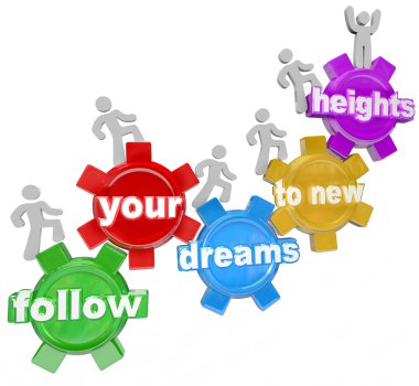 Follow Your Dreams to New Heights Climbing Gears clipart