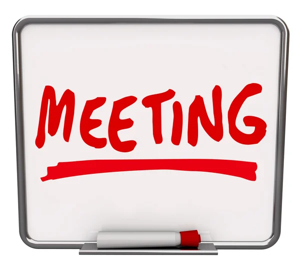 Reunião Palavra Apagar Seco Discussão Board Meet-Up — Fotografia de Stock