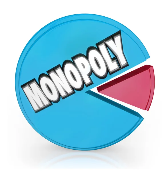 Monopol cirkeldiagram ledare illojal konkurrens på marknaden — Stockfoto