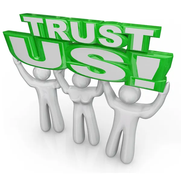 Vertrouwen in ons team van lift woorden belofte garantie — Stockfoto