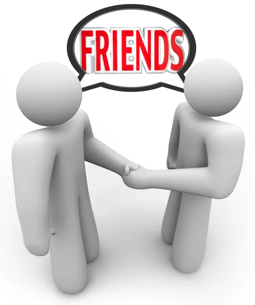 Vrienden twee schudden handen vriendelijke vergadering — Stockfoto