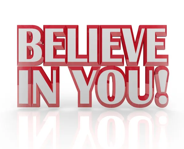 Wierzę w Ciebie, sobie pewność siebie słowa 3d — Zdjęcie stockowe