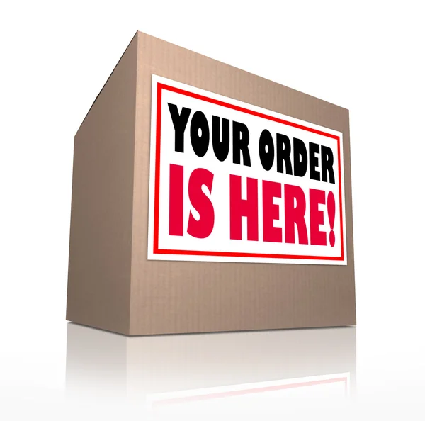 Twoje zamówienie jest tutaj karton pakiet dostawy — Zdjęcie stockowe