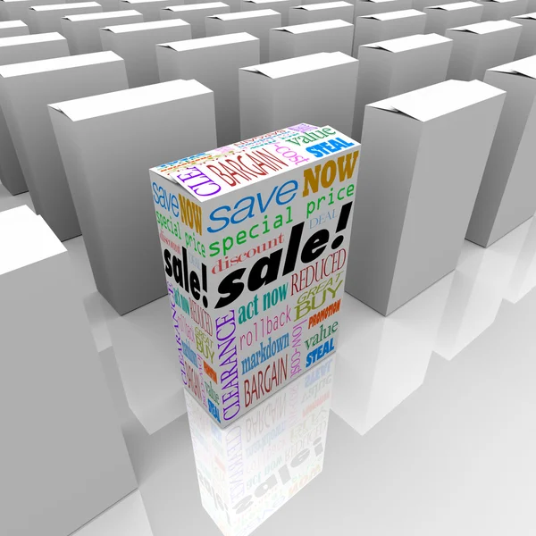 Uma caixa de produto à venda Melhor preço Concorrência Store — Fotografia de Stock