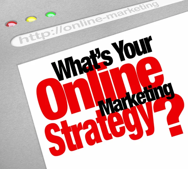 What 's Your Online Marketing Strategy Website Screen Plan Лицензионные Стоковые Фото