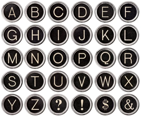 老式打字机关键字母 — 图库照片