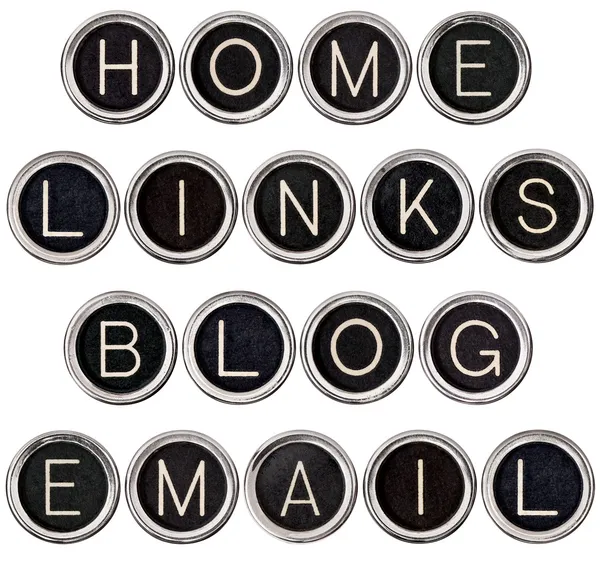 ビンテージのブログ、ホーム、リンク、e メールのキー — ストック写真