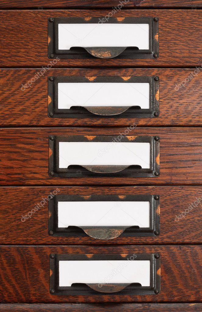 Old Flat File Drawers With Blank Labels