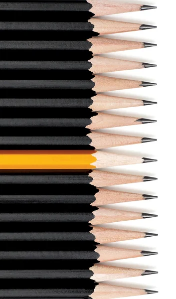 Желтый карандаш выделяется — стоковое фото