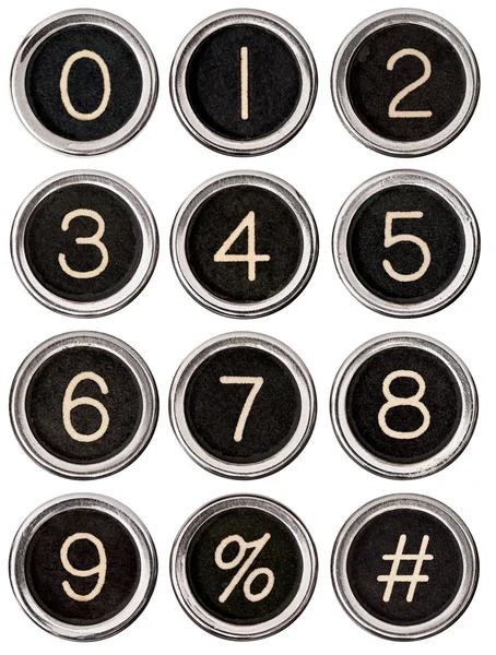 Número de máquina de escrever vintage chaves — Fotografia de Stock
