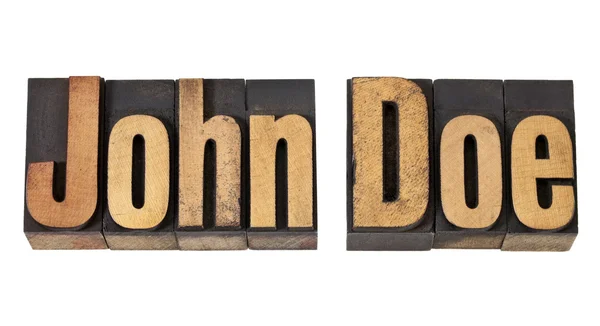 Nombre John Doe en tipo de madera — Foto de Stock