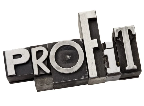 Profit word in metal type — Stock Photo, Image